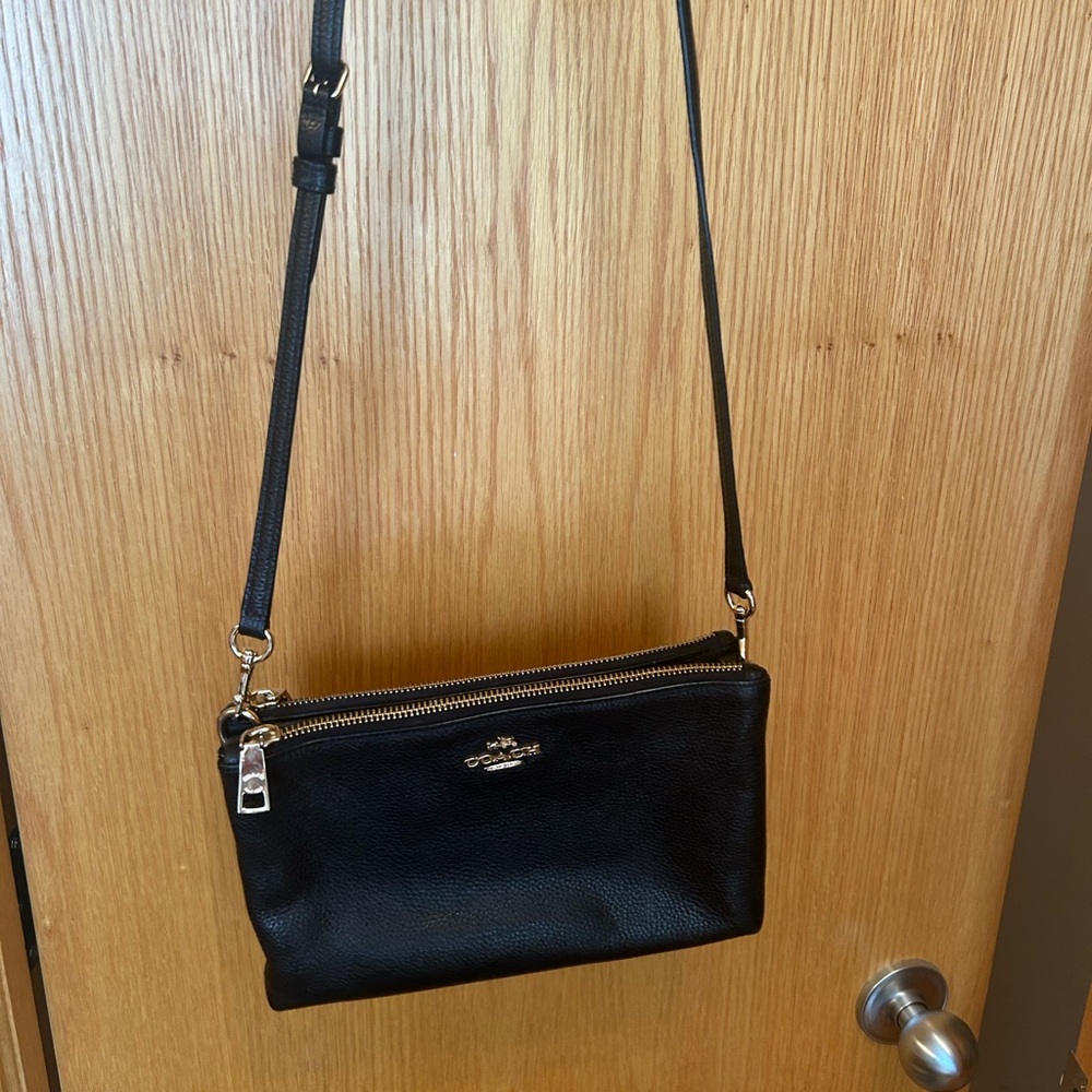 Coach Black Crossbody Bag with Gold Accents